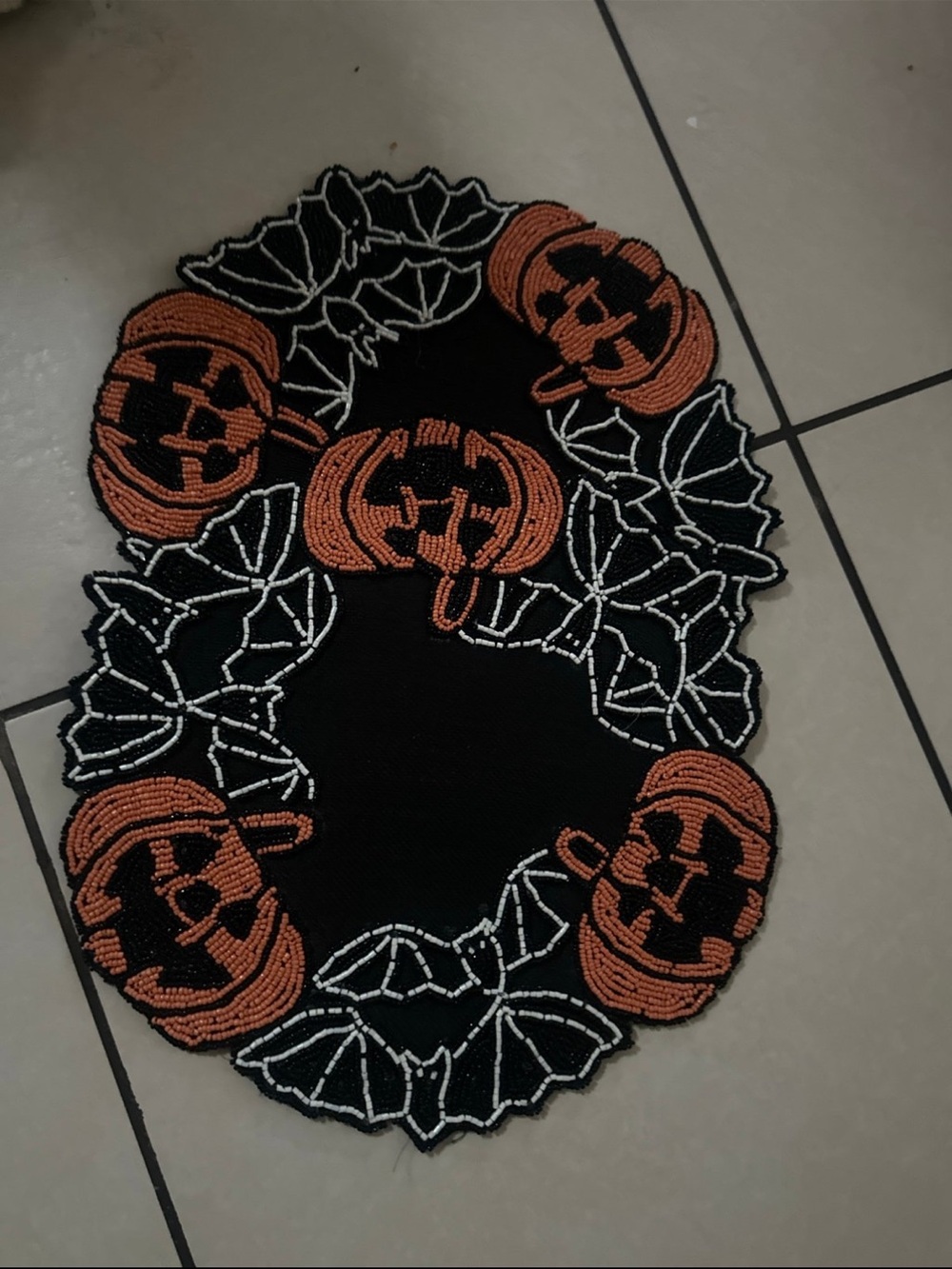 Halloween Pumpkin beaded placemats set of 2 new